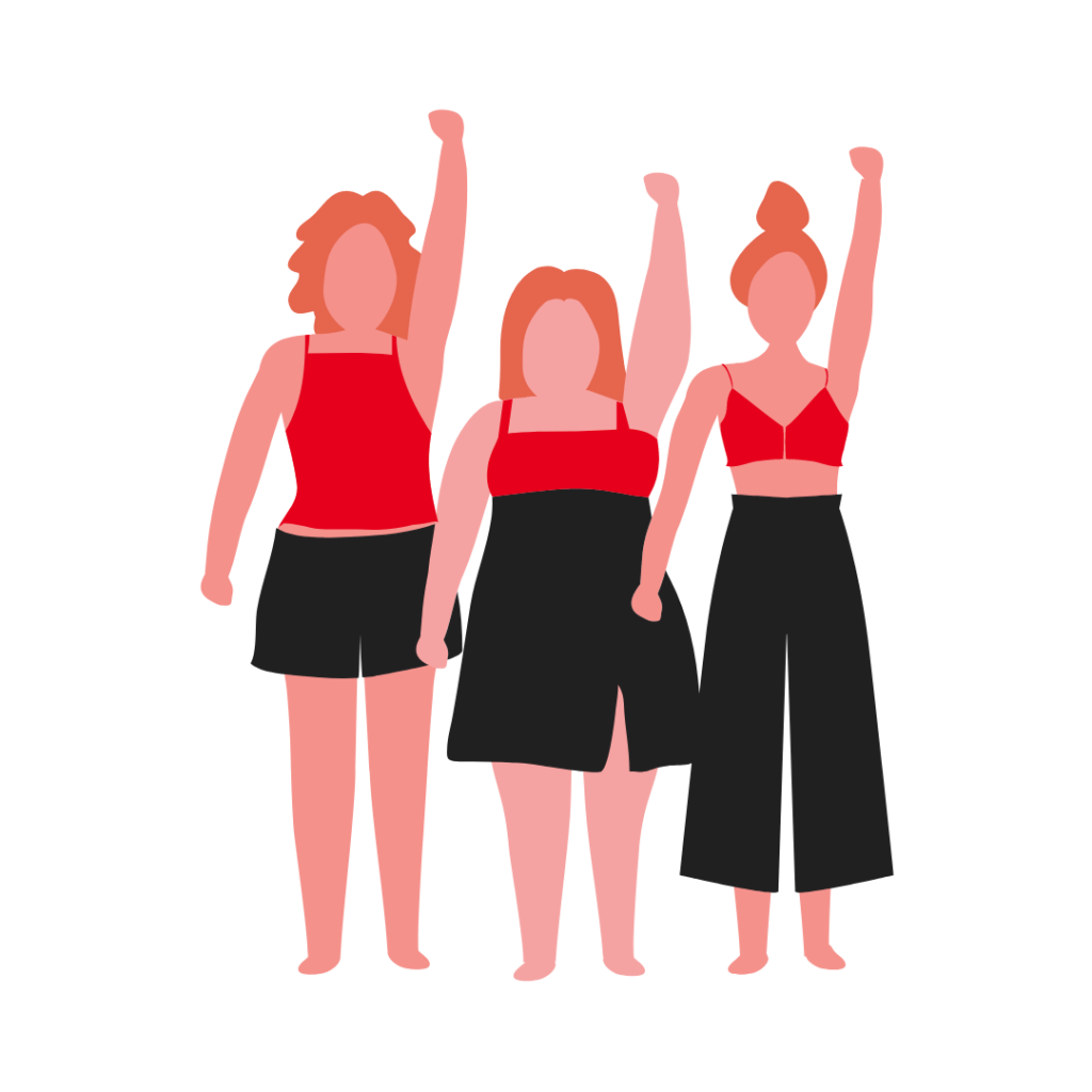 Illustration des différences : 3 femmes de tailles et de morphologie différentes