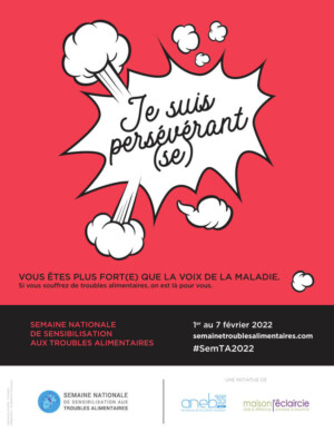 Message : "Je suis perseverant" pour la semaine nationale de la sensibilisation aux troubles alimentaire 2022